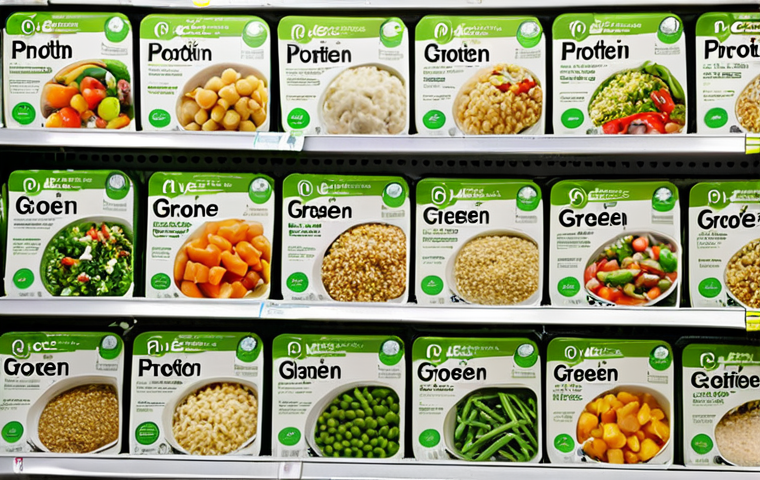**
* **Prompt:** A vibrant display of various healthy frozen meals in a supermarket freezer section. Focus on packaging with clear labels highlighting fresh vegetables, lean protein, and whole grains. Show the "Groene Punt" (Green Dot) label prominently on some packages.
**